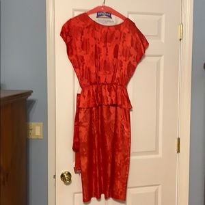 Beautiful red dress with inlay of roses